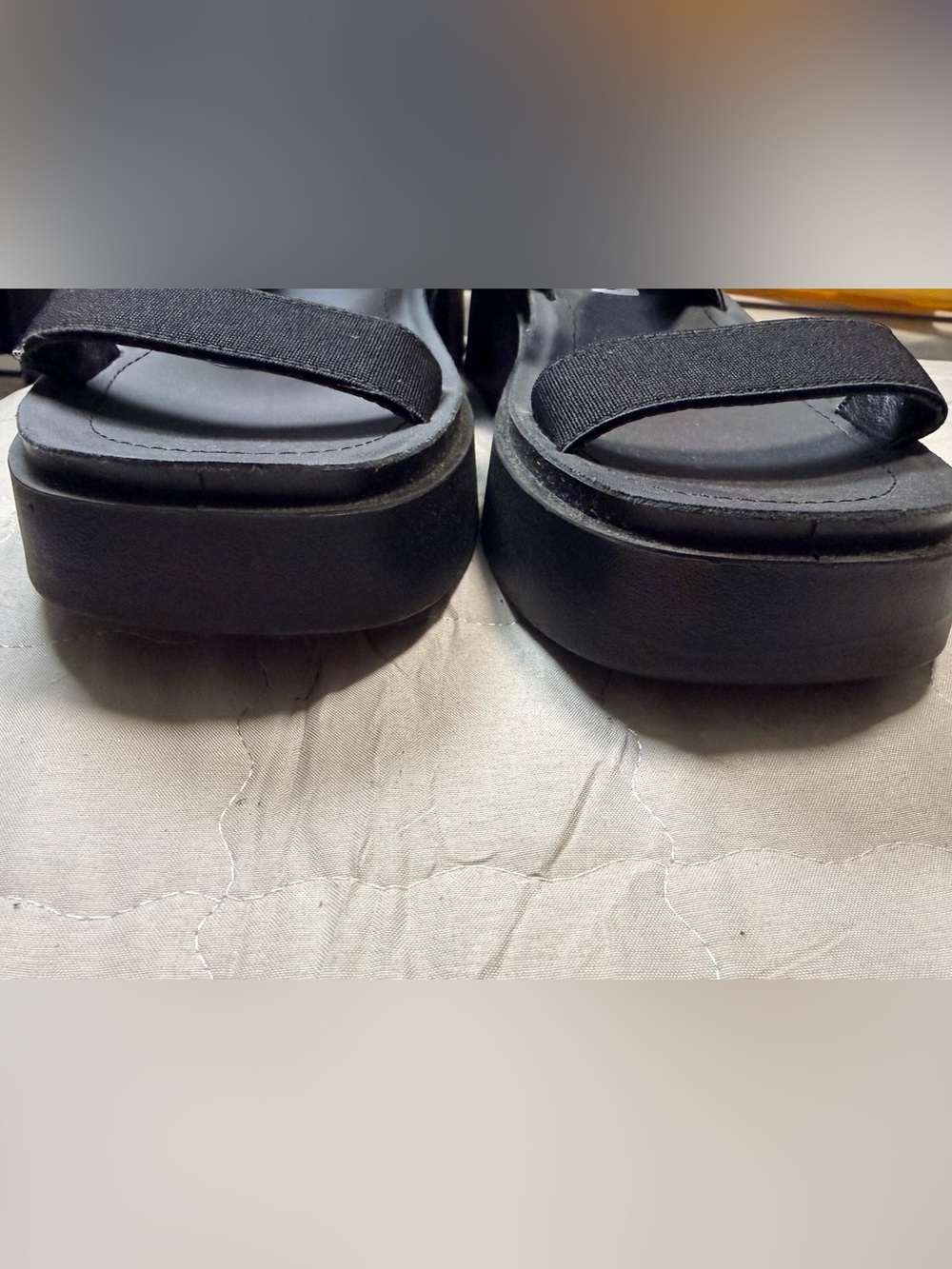 Steve Madden Janice platform wedge sandals, featuring black elastic straps. - Picture 6 of 10
